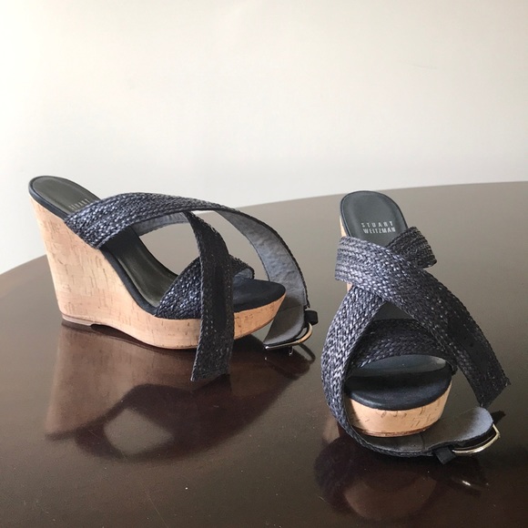 Stuart Weitzman woven leather  Alex crochet wedges - Picture 4 of 8